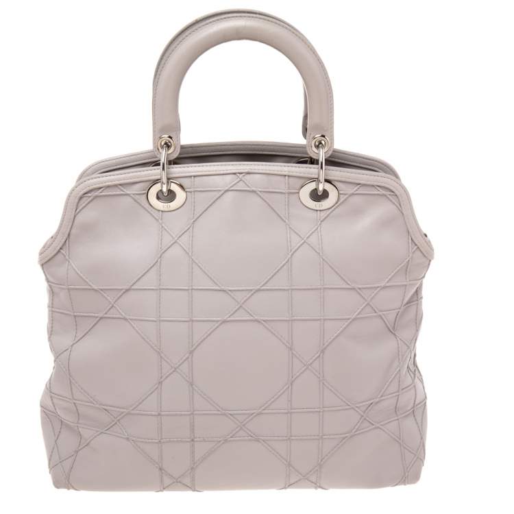 Pre Owned Dior Pale Lilac Cannage Leather Granville Tote 
