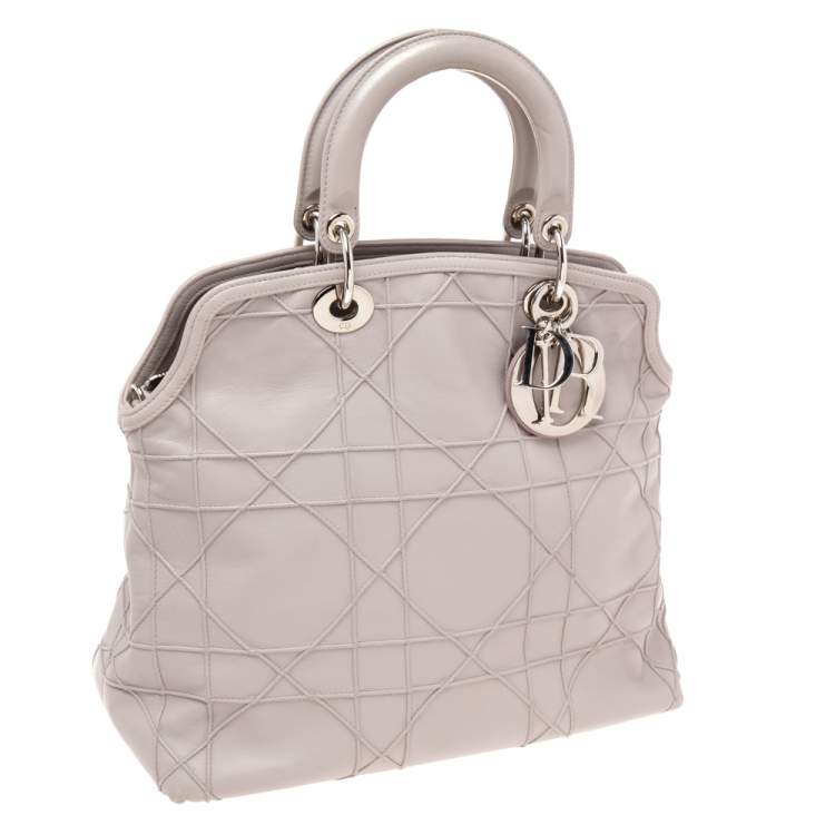 Pre Owned Dior Pale Lilac Cannage Leather Granville Tote 