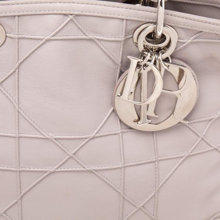 Pre Owned Dior Pale Lilac Cannage Leather Granville Tote 