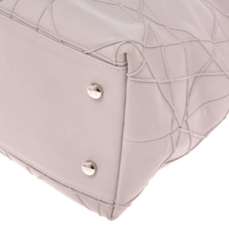 Pre Owned Dior Pale Lilac Cannage Leather Granville Tote 