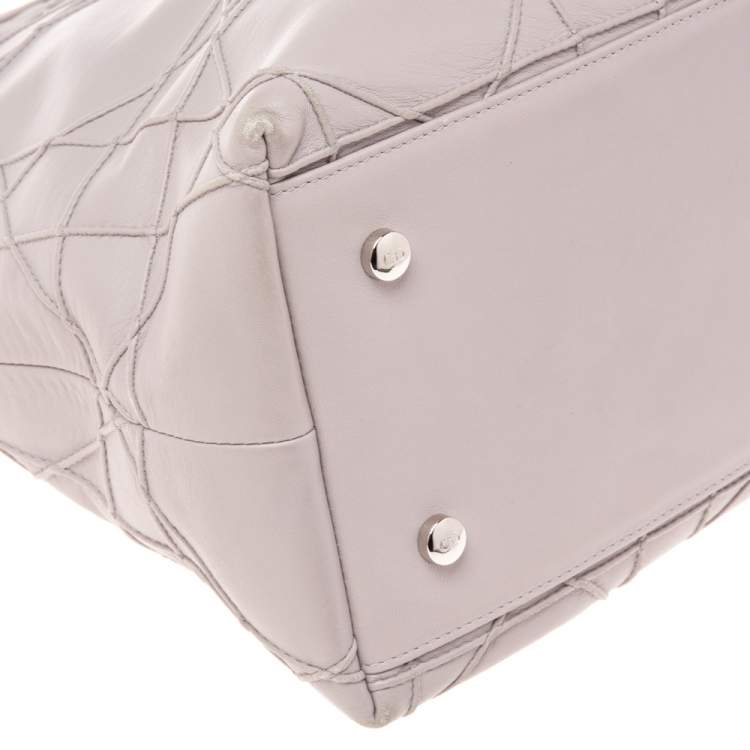 Pre Owned Dior Pale Lilac Cannage Leather Granville Tote 