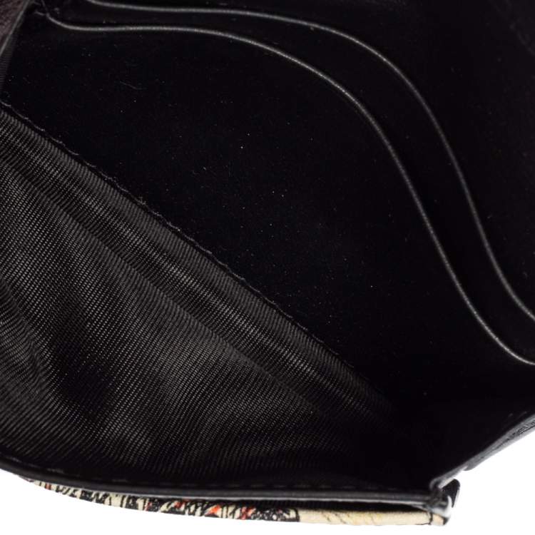 Pre Owned Dior Multicolor Butterfly Print Leather Saddle Card Holder