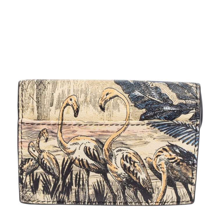 Pre Owned Dior Multicolor Butterfly Print Leather Saddle Card Holder
