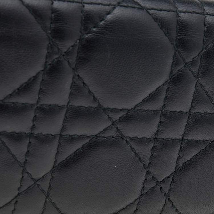 Pre Owned Dior Black Cannage Quilted Leather Lady Dior Card Holder