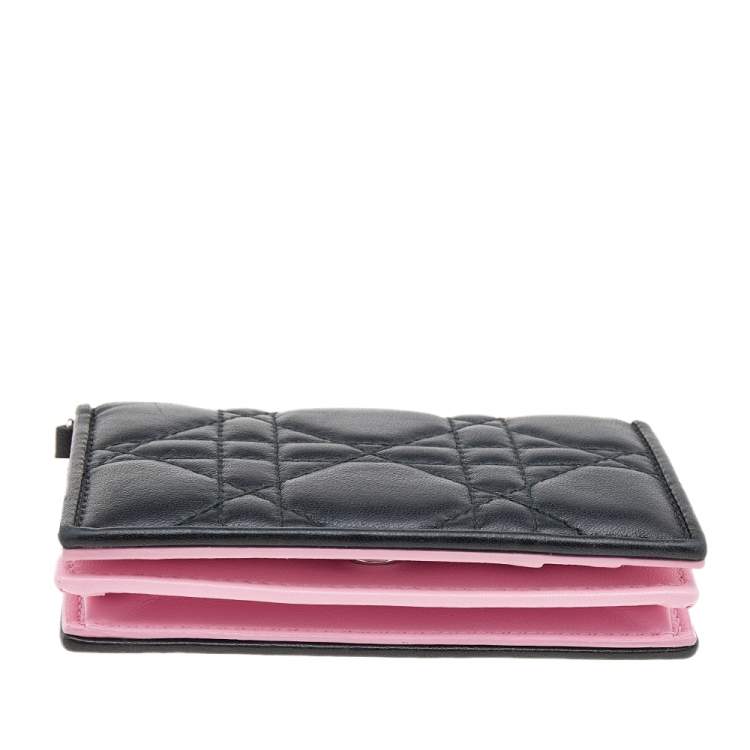 Pre Owned Dior Black Cannage Quilted Leather Lady Dior Card Holder