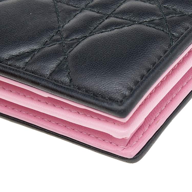 Pre Owned Dior Black Cannage Quilted Leather Lady Dior Card Holder