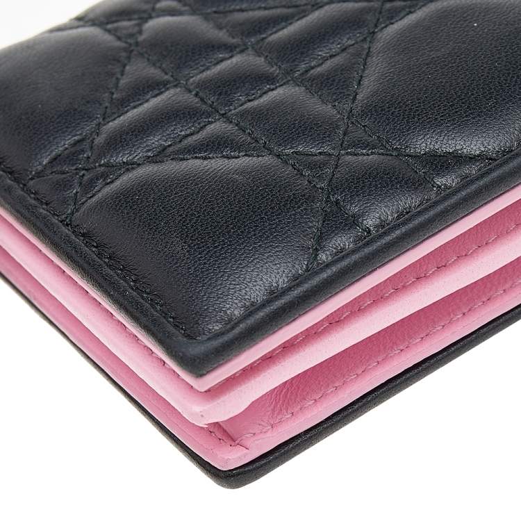 Pre Owned Dior Black Cannage Quilted Leather Lady Dior Card Holder