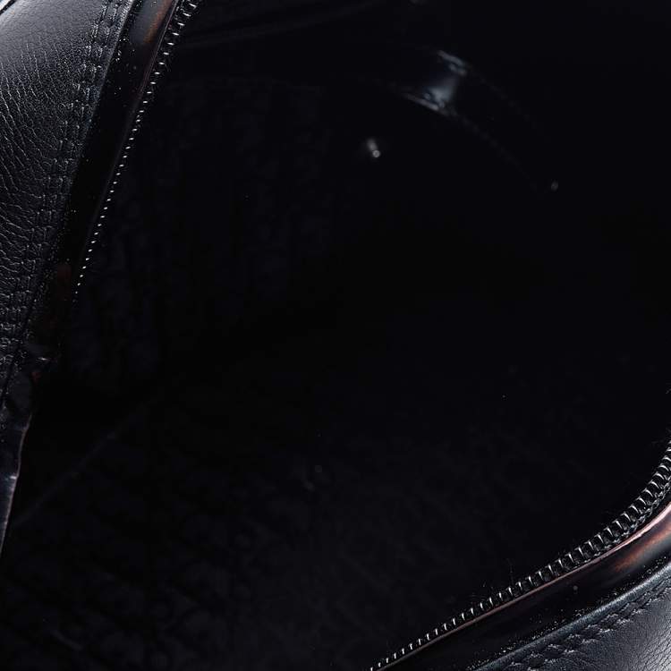 Pre Owned Dior Black Leather Gambler Dice Bowler Bag