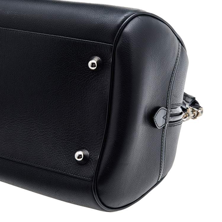 Pre Owned Dior Black Leather Gambler Dice Bowler Bag