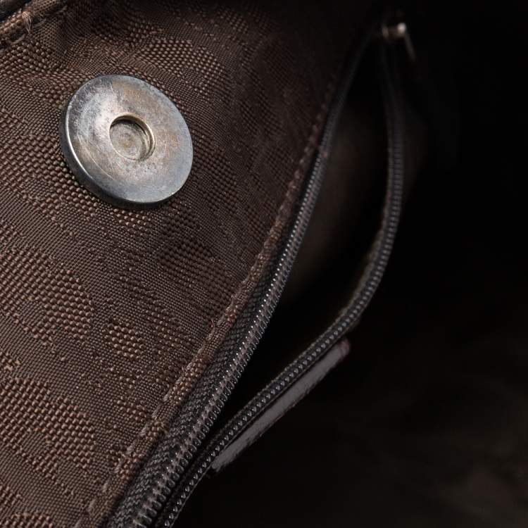 Pre Owned Dior Dark Brown Oblique Nylon and Leather Ethnic Hobo