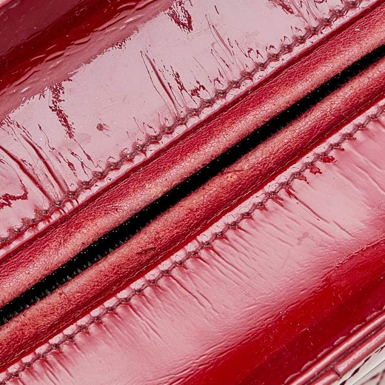 Pre Owned Dior Red Cannage Patent Leather Large Lady Dior Tote