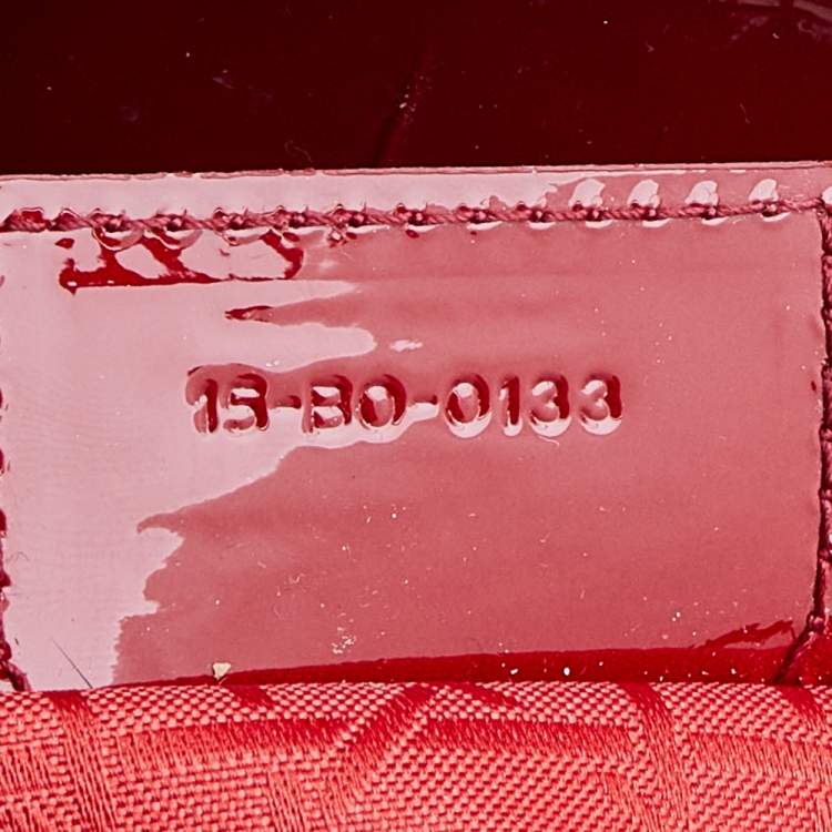 Pre Owned Dior Red Cannage Patent Leather Large Lady Dior Tote