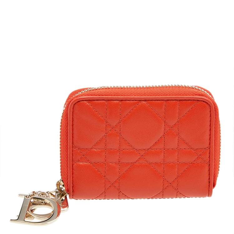 Dior Orange Cannage Leather Lady Dior Wallet Dior The Luxury Closet