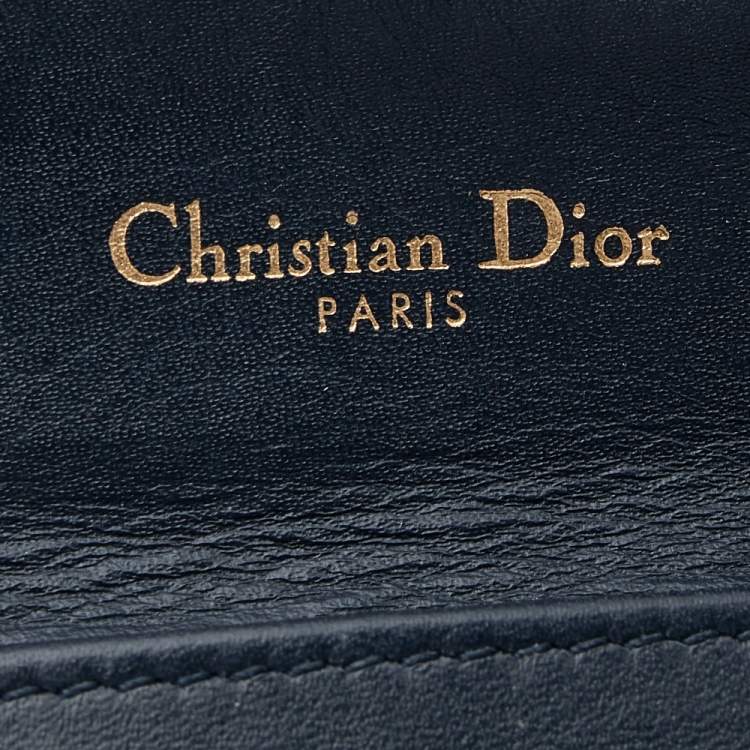 Pre Owned Dior Navy Blue/Beige Oblique Canvas Saddle Wallet