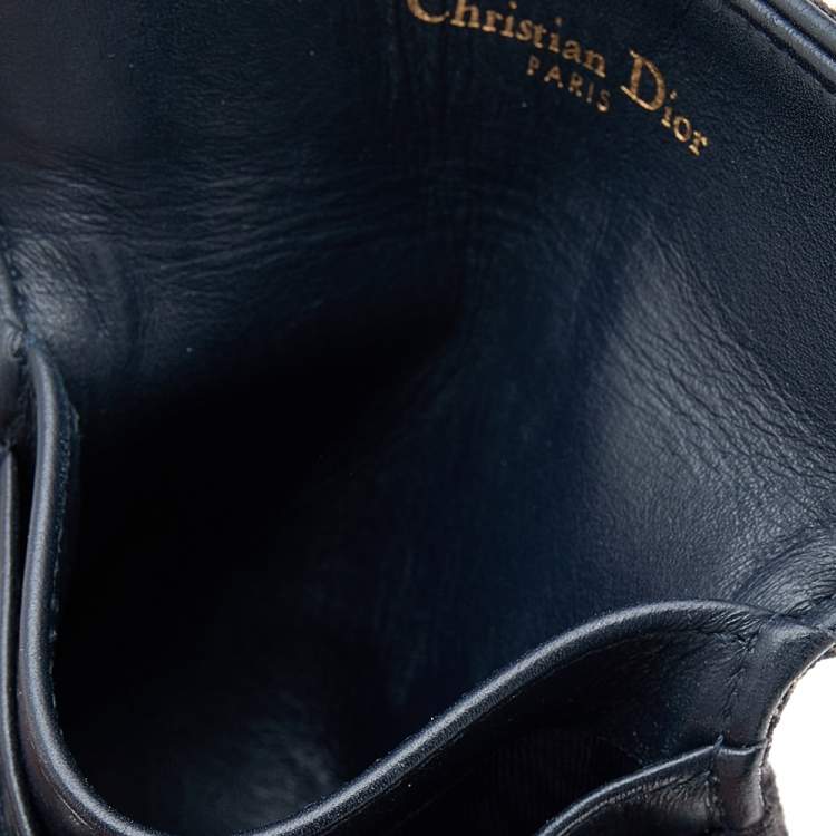 Pre Owned Dior Navy Blue/Beige Oblique Canvas Saddle Wallet
