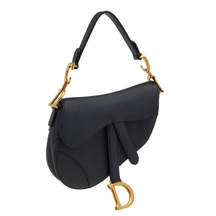 Pre Owned Dior Black Leather Mini Saddle Bag