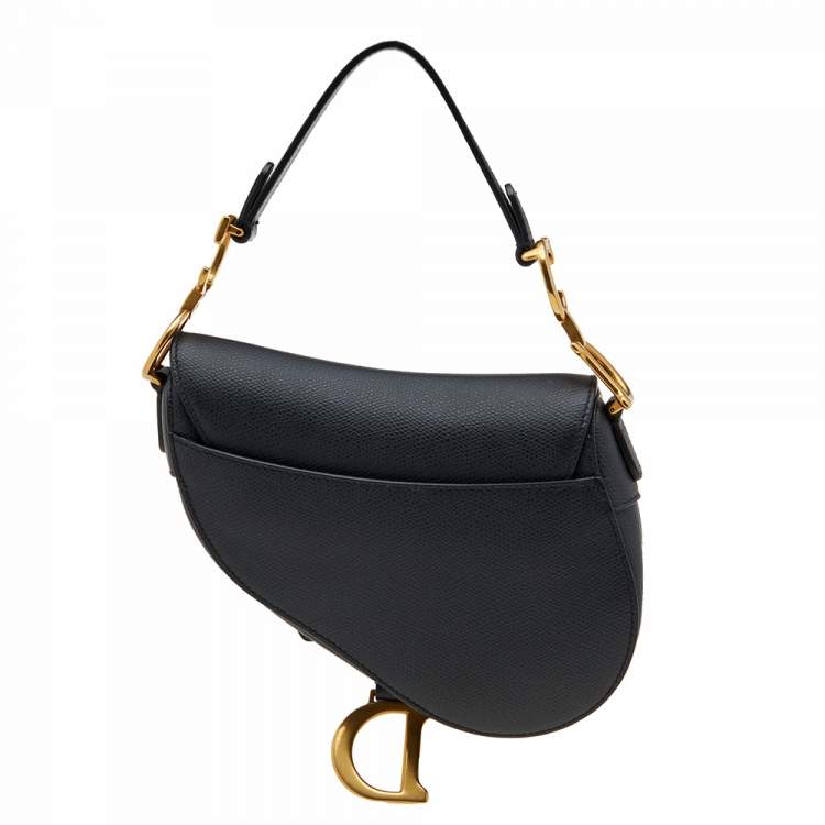 Pre Owned Dior Black Leather Mini Saddle Bag