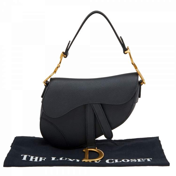 Pre Owned Dior Black Leather Mini Saddle Bag