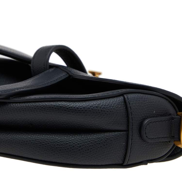 Pre Owned Dior Black Leather Mini Saddle Bag
