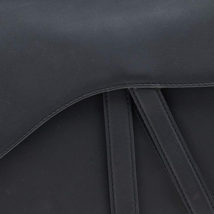 Pre Owned Dior Black Ultramatte Leather Saddle Bag