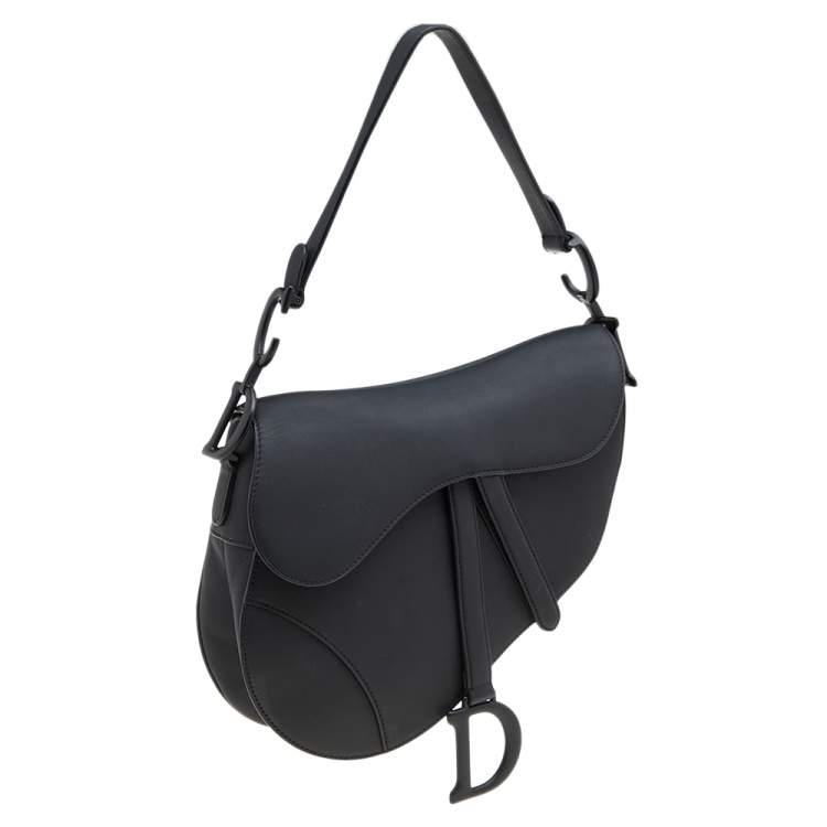 Pre Owned Dior Black Ultramatte Leather Saddle Bag