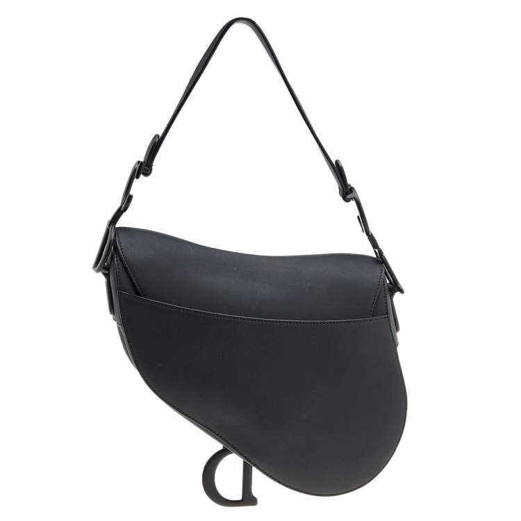 Pre Owned Dior Black Ultramatte Leather Saddle Bag