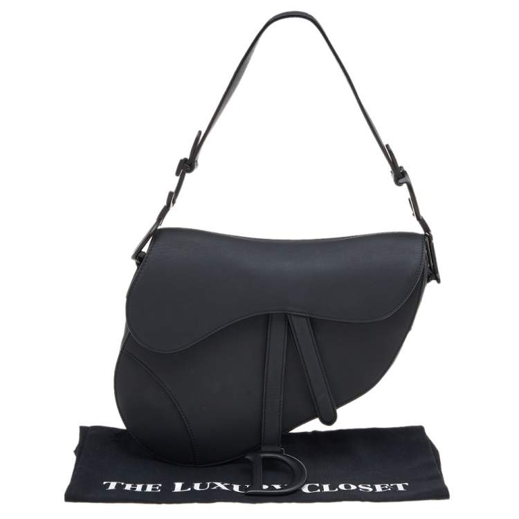 Pre Owned Dior Black Ultramatte Leather Saddle Bag