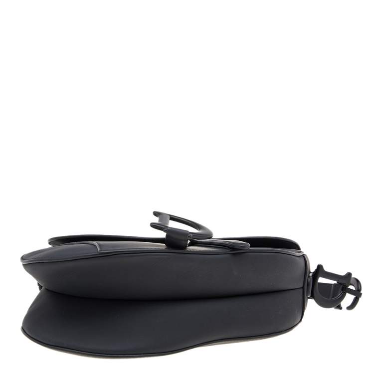 Pre Owned Dior Black Ultramatte Leather Saddle Bag