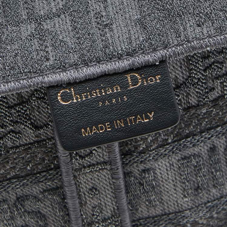 Pre Owned Dior Grey Oblique Embroidered Canvas Saddle Belt Bag