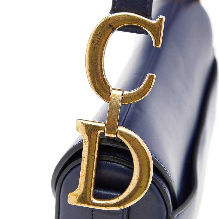 Pre Owned Dior Blue Leather Saddle Shoulder Bag