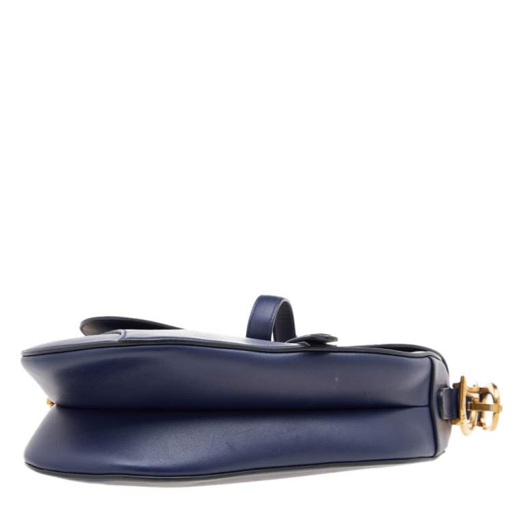 Pre Owned Dior Blue Leather Saddle Shoulder Bag