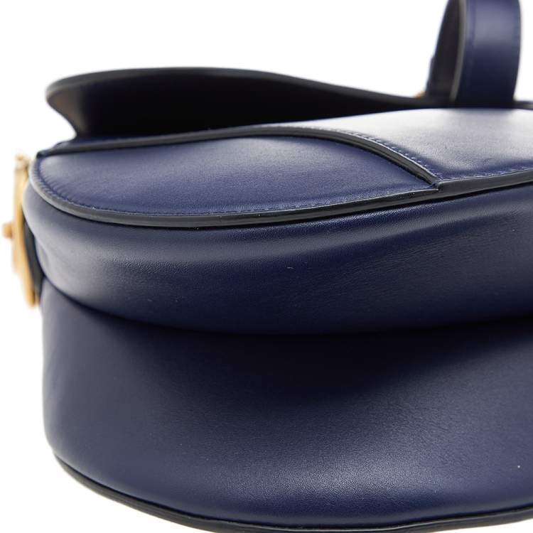 Pre Owned Dior Blue Leather Saddle Shoulder Bag