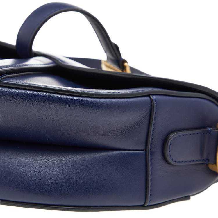 Pre Owned Dior Blue Leather Saddle Shoulder Bag