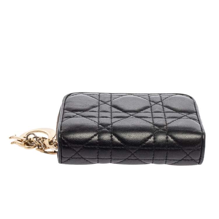 Pre Owned Dior Black Cannage Leather Lady Dior Multi Card Holder