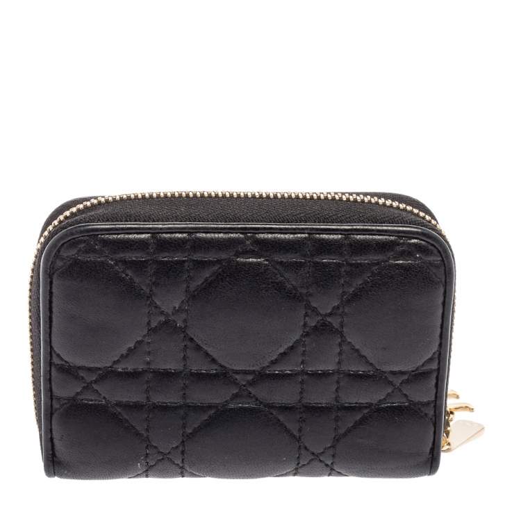 Pre Owned Dior Black Cannage Leather Lady Dior Multi Card Holder