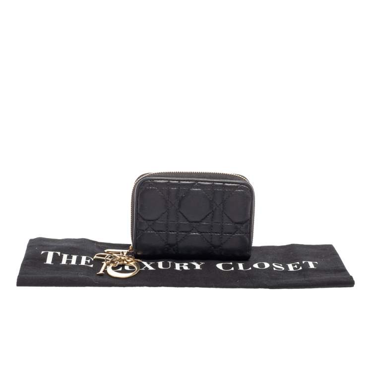 Pre Owned Dior Black Cannage Leather Lady Dior Multi Card Holder