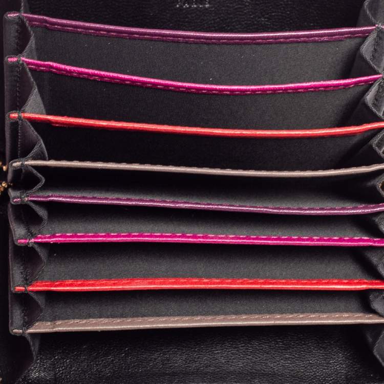 Pre Owned Dior Black Cannage Leather Lady Dior Multi Card Holder
