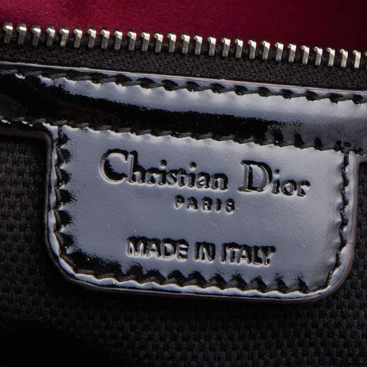 Pre Owned Dior Black Oblique Patent Leather Boston Bag