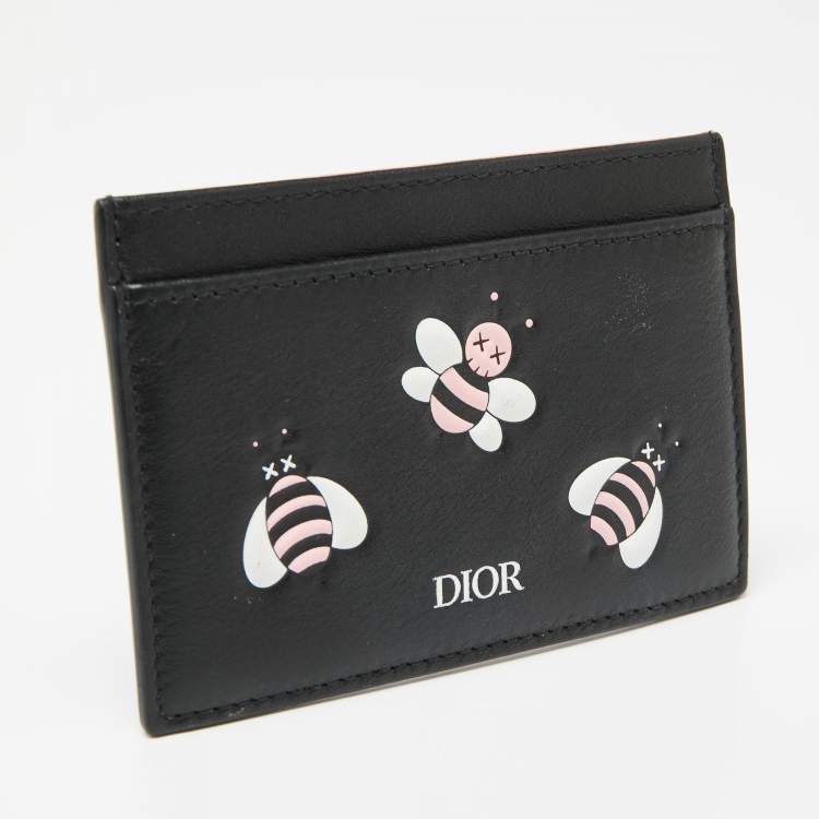 Pre Owned Dior x Kaws Black/Pink Leather Bees Cardholder