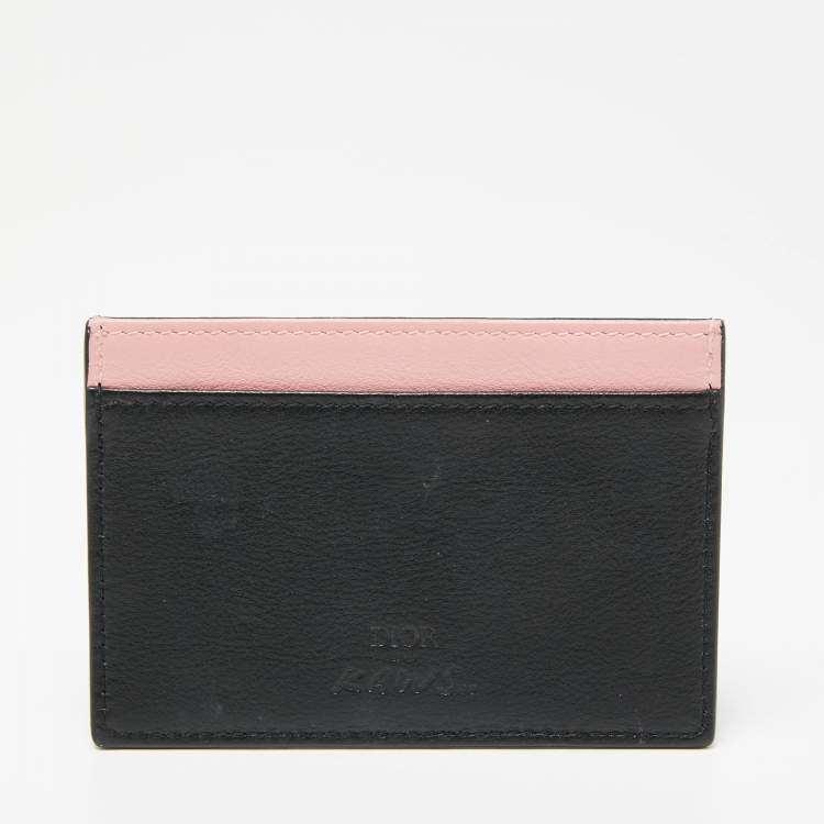 Pre Owned Dior x Kaws Black/Pink Leather Bees Cardholder