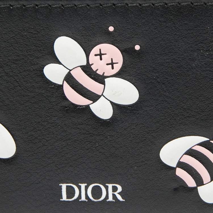 Pre Owned Dior x Kaws Black/Pink Leather Bees Cardholder