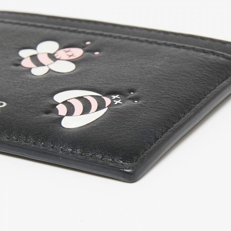 Pre Owned Dior x Kaws Black/Pink Leather Bees Cardholder