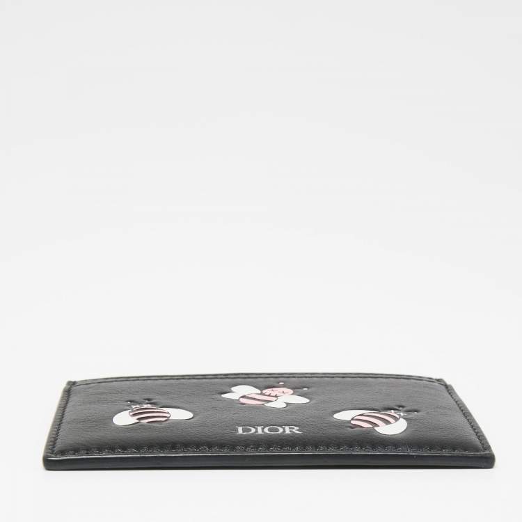 Pre Owned Dior x Kaws Black/Pink Leather Bees Cardholder