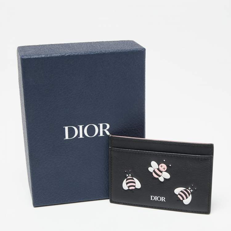 Pre Owned Dior x Kaws Black/Pink Leather Bees Cardholder