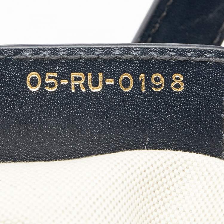 Pre Owned Dior Navy Blue/Beige Oblique Jacquard And Leather Saddle Bag