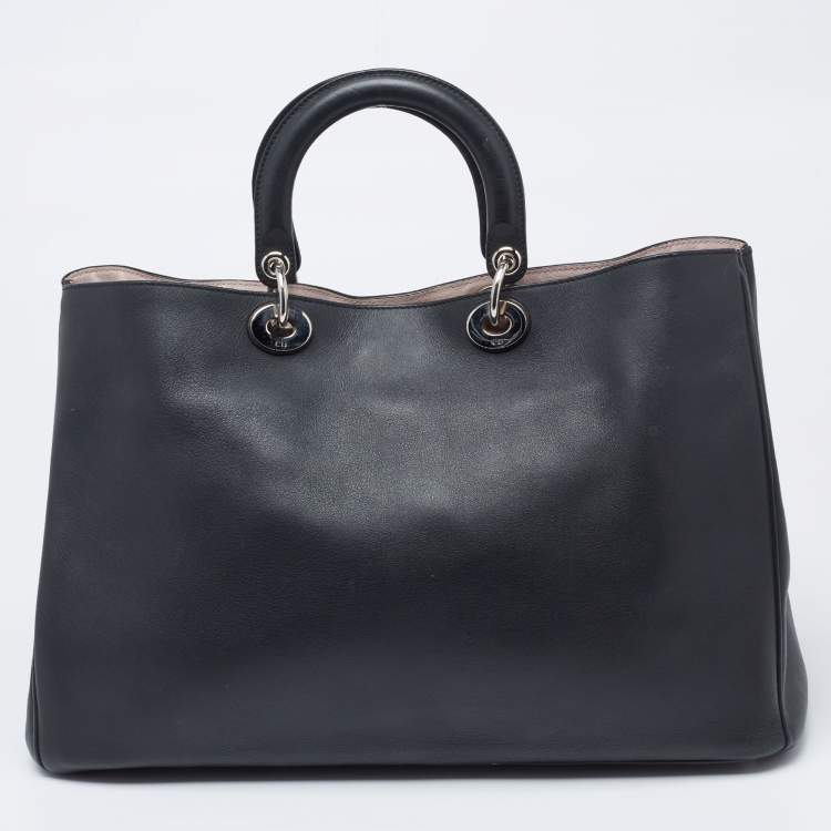 Pre Owned Dior Black Leather Extra Large Diorissimo Shopper Tote