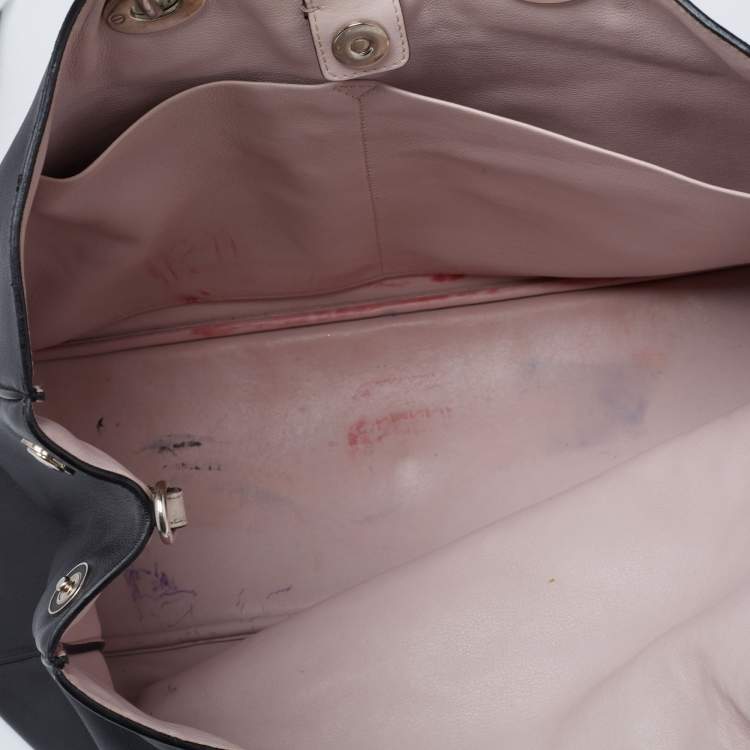 Pre Owned Dior Black Leather Extra Large Diorissimo Shopper Tote