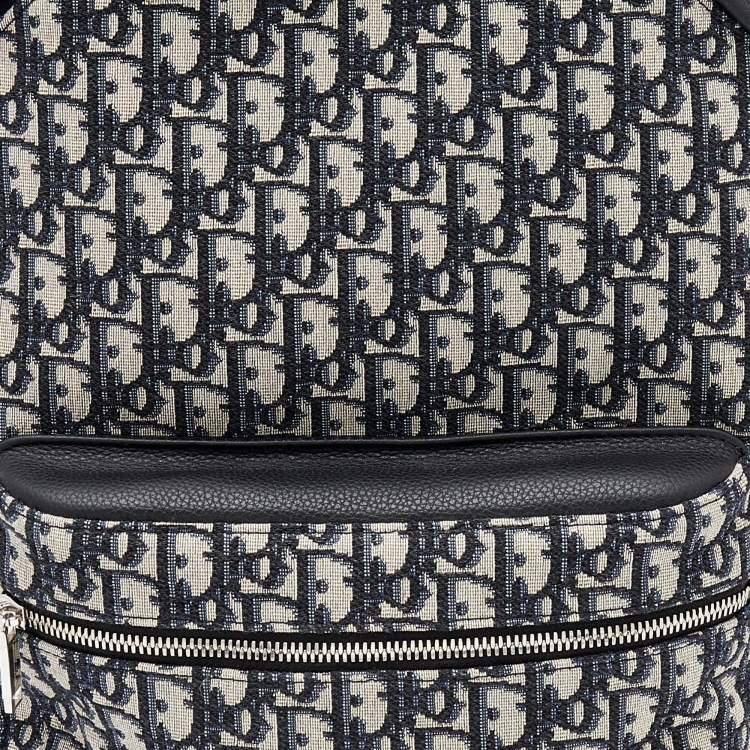 Pre Owned Dior Navy Blue/White Oblique Canvas and Leather Rider Backpack
