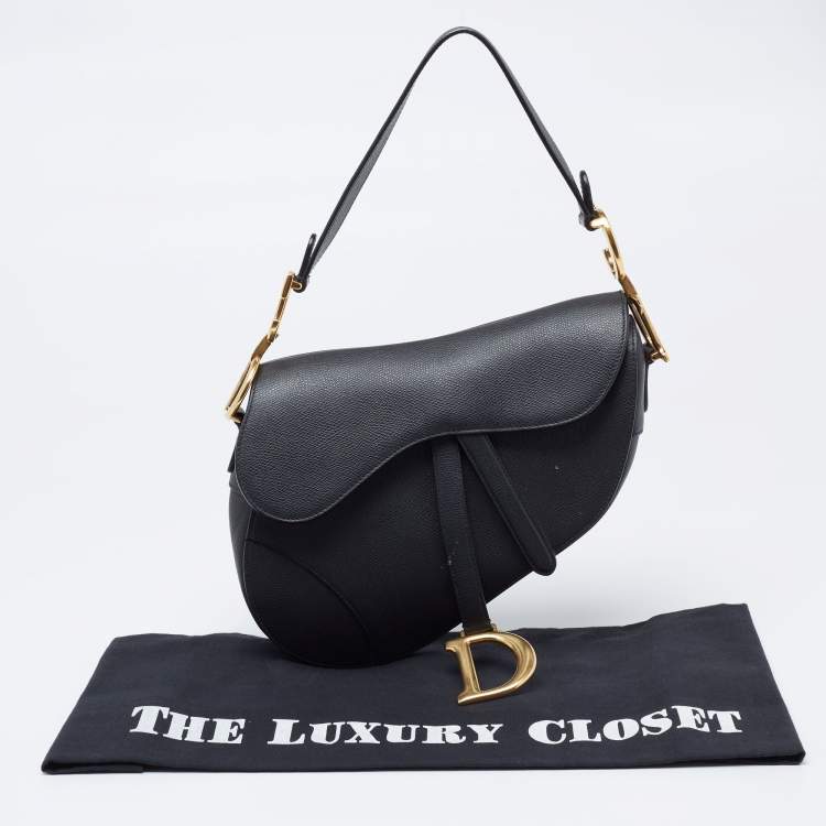 Pre Owned Dior Black Leather Saddle Shoulder Bag