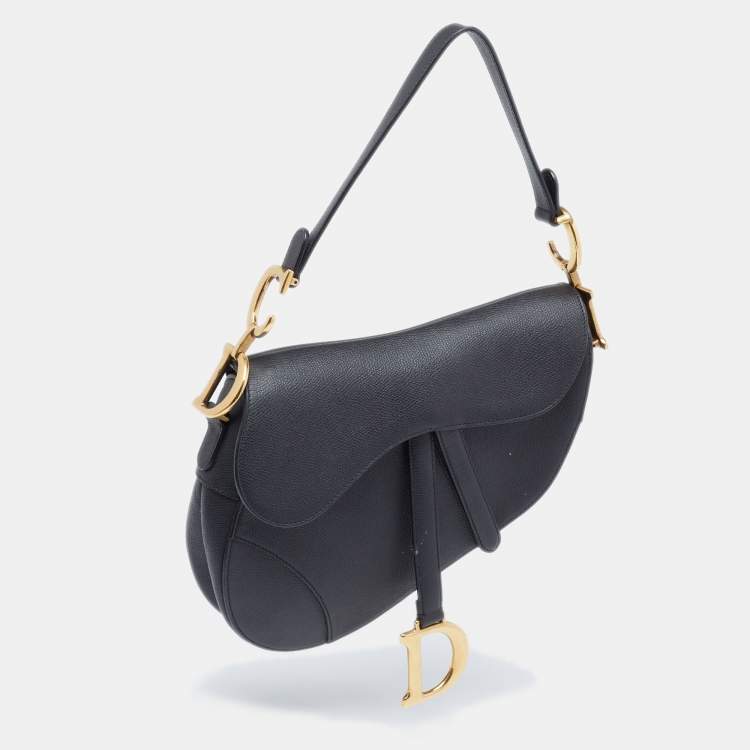 Pre Owned Dior Black Leather Saddle Shoulder Bag